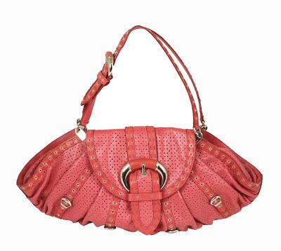 CHRISTIAN DIOR VINTAGE SHOULDER BAG. Pink perforated leather. 50X26X3 cm.