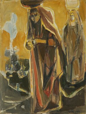 רות שלוס - 2013 – 1922. נושאות הכדים, 1960, שמן על בד, 60x45 ס"מ, חתום ומתוארך.