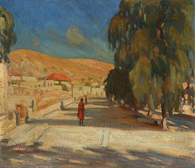 משה קסטל - 1991 – 1909. בדרך לירושלים, 1926, שמן על קרטון, 34x39 ס"מ, חתום.