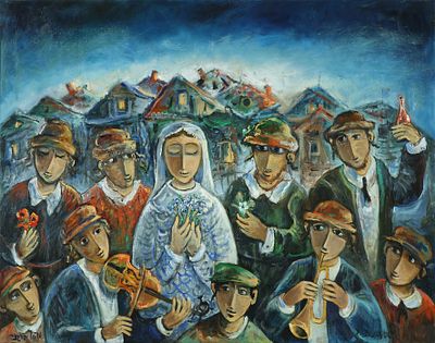 יוסל ברגנר - 2017 – 1920. כלה בחתונה, שמן על בד, 85x110 ס"מ, חתום. חתום ומתואר מאחור.