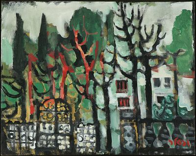 Jacob Wexler - 1912 - 1995
. Trees and Houses, 
Oil on canvas, 57x71 cm. 
Signed.