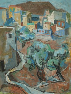 Jakob Eisenscher - 1896 - 1980 . Safed, 
Oil on canvas, 61x46 cm, 
Signed.
