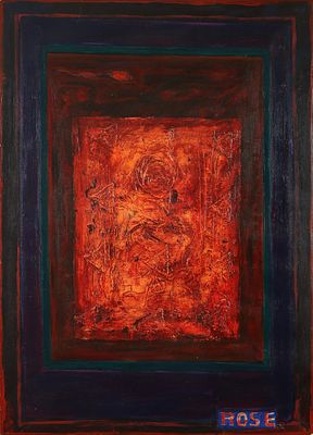 Asad Azi - b.1955
. Rose, 2003, 
Oil on paper mounted on canvas, 100x70 cm. 
Signed and dated on 