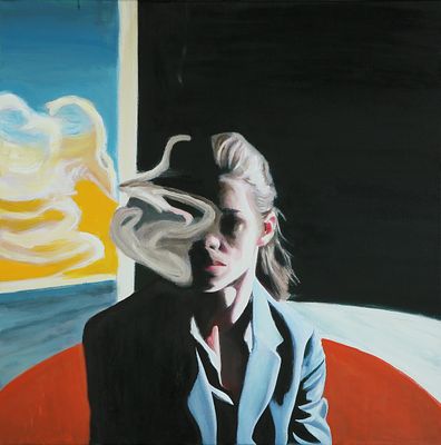 Yonatan Menashe - b. 1978. The Sketcher, 2024, 
Oil on canvas, 50x50 cm, 
Signed, inscribed and 