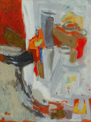 Michael Argov - 1920 - 1980
. Untitled, 1958 
Oil and gouache on paper, 65x50 cm, 
Signed and dated 