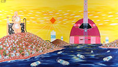 Aviv Shriki - b. 2003. We Heard Some Ouzo, We Drank Some Music, Greek Vacation 
Oil on canvas 