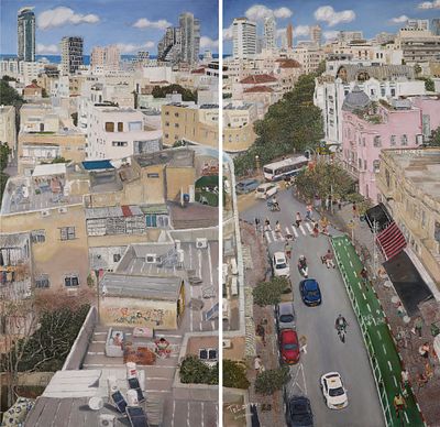 Elena Liberman - b. 1971. Dyptych: Allenby of Shankin and King George, 
Oil on canvas, 120x120 cm. 