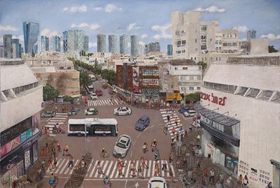 Elena Liberman - b. 1971. Dizengoff Center, 
Oil on canvas, 80x120 cm, 
Signed.