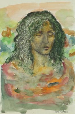 מאיר פיצ'חדזה - 2010 - 1955
. נערה, 
אקוורל על נייר, 32x21 ס"מ, 
חתום.