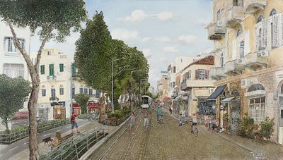 הלנה ליברמן - נ. 1971. שדרות ירושלים, יפו, 
שמן עד בד, 82x147, 
חתום.