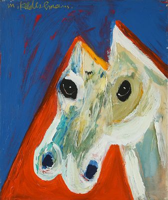 מנשה קדישמן - 2015 - 1935 . סוס, 
אקריליק על בד, 60x50 ס"מ, 
חתום. חתום מאחור. 
מקוריות הציור אושרה 