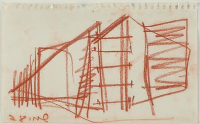 יחיאל שמי - 2003 - 1922. ללא כותרת, 1978, 
ספייה על נייר, 12x20 ס"מ, 
חתום ומתוארך. 
מקור: אוסף גבי 