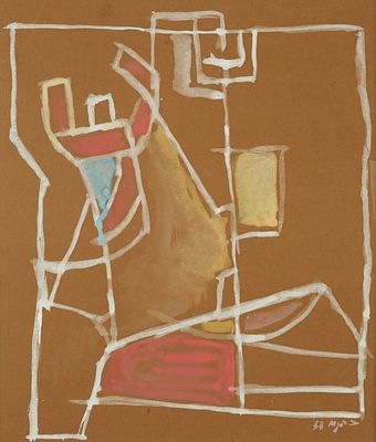 אהרון כהנא - 1967 - 1905. ללא כותרת, 1958, 
אקוורל על קרטון, 35x27 ס"מ, 
חתום ומתוארך. 
מקור: אוסף 