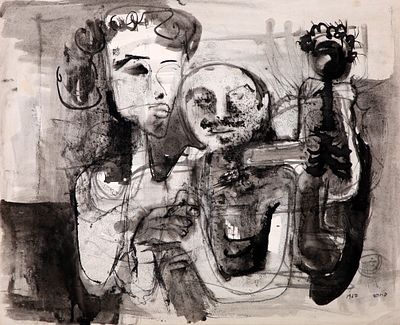Michael Druks - 1940 - 2022. Figures, 1967, 
Ink on paper, 34x43 cm. 
Signed and dated. 