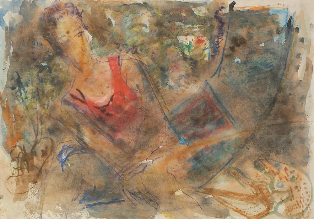 Yehezkel Streichman - 1906 - 1933. Zila, 1971, 
Watercolor on paper, 48X68 cm. 
Signed and dated. 