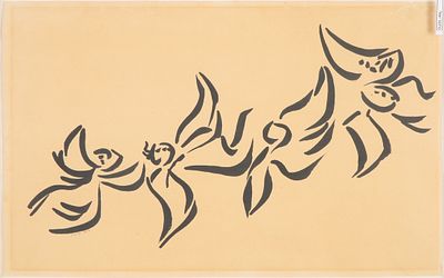 Yosl Bergner - 1920 - 2017. Angels, 
Ink on paper, 34x54 cm. 
Signed. 
Provenance: The art 