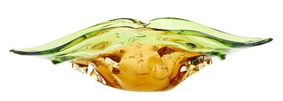 MURANO. LARGE ITALIAN CRYSTAL CENTERPIECE. Made of art glass in the shape of a leaf, decorated 