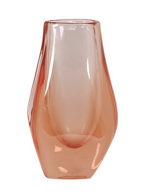 MURANO. ITALIAN GLASS VASE. 20th century. 
Alternating shades of green/amber/pink. 
Massive 