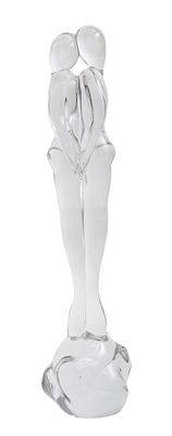 MURANO. GLASS SCULPTURE DEPICTING TWO EMBRACING WOMEN. 1920s, Italy. Massive. Signed by the 