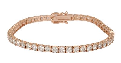 14K ROSE GOLD TENNIS BRACELET. Set with 49 diamonds with a total weight of 7.68 cts. Length 