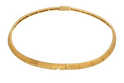 18K GOLD COLLAR. Expanding Gold links. Length approx. 40 cm. Weight approx. 42 grams.