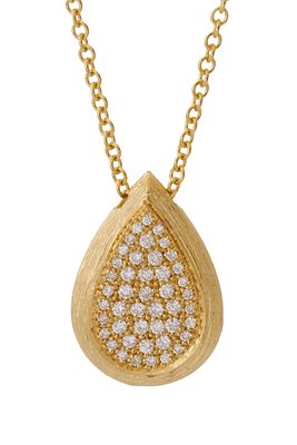 18K GOLD PENDANT. Pear shape. Set with diamonds with a weight of approx. 0.32 ct. Includes an 