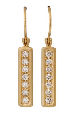 14K GOLD EARRINGS. Row of diamonds weight approx. 0.28 ct. Length approx. 3.0 cm. Weight approx. 