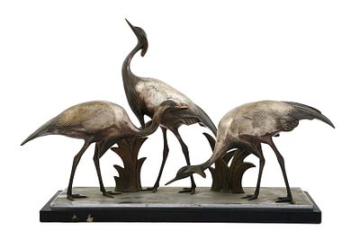 ANDRAS SINKO (HUNGARY, 1901–1976) – THREE CRANES. French bronze sculpture, 20th century. 