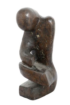 REUVEN SHARF – 'CHUNKY ROUNDED FIGURE', BRONZE SCULPTURE. Signed and numbered. Height: 46.5 cm.