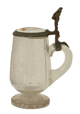 GERMAN STEIN. C. 1880–1910. Alpine-German style. Made of crystal with cast metal mounts in the 