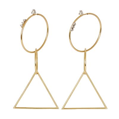 H. STERN 18K GOLD EARRINGS. SimpleChic Collection. Geometric elements. Length approx. 3 cm. Set 