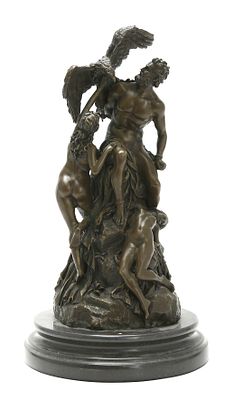 AFTER EDUARD MULLER (1828–1895) – “Prometheus Bound and the Oceanids”. German bronze sculpture 