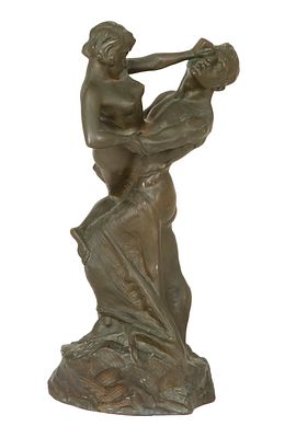 MAX DRAH (AUSTRIA, 1879) – EROTIC BRONZE SCULPTUR. Vienna, c. 1900–1920. Green-brown patina. 