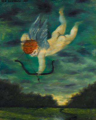 Meir Pichhadze - 1955 - 2010. Cupid, 1995, 
Oil on canvas, 50X40 cm. 
Signed. Signed dedicated and 