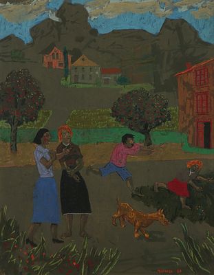 Gregoire Michonze - 1902 - 1982. In the Village, 1960, 
Gouache on paper, 51X36 cm. 
Signed and dated.