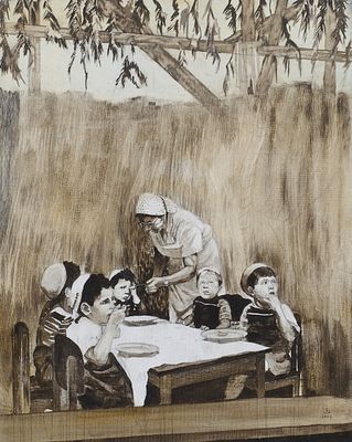 Ina Pesenka - b. 1968. Israel Childhood Years, 2003, 
Oil on canvas, 50X40 cm. 
Signed and dated.