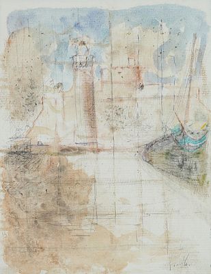 Yehezkel Streichman - 1906 - 1993. Landscape, 
Oil on canvas laid down on plywood, 40x30 cm. 
Signed.