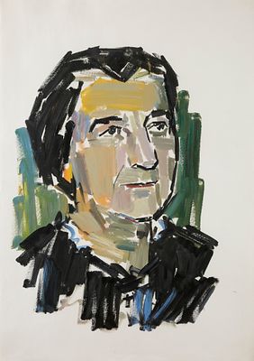 Pinchas Litvinovsky - Golda Meir, 
Oil on paper, 76x50 cm. 
Provenance: Estate of the artist 