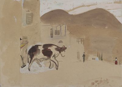 נחום גוטמן - 1980 - 1898. צפת, 
אקוורל על נייר, 35x50 ס"מ, 
חתום. 
מקוריות הציור אושרה ע"י פרופסור 