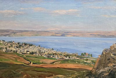 לודוויג בלום - 1974 - 1891. טבריה, 1944, 
שמן על בד, 50x73 ס"מ, 
חתום ומתוארך.
מקוריות הציור אושרה 
