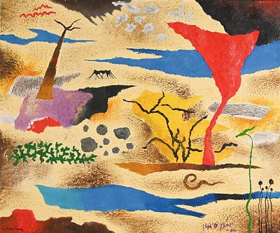 יוחנן סימון - 1976 - 1905. נוף, 1964, 
שמן על בד, 60x73 ס"מ, 
חתום ומתוארך. 
מקור: מכירת כריסטי'ס 