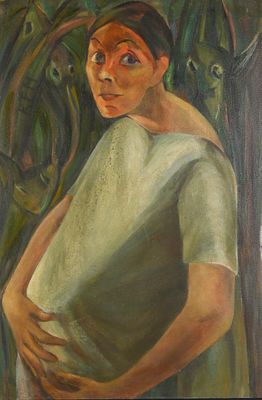 קטה אפרים מרכוס - 1970 - 1892. אישה, 
שמן על בד, 90x60 ס"מ.