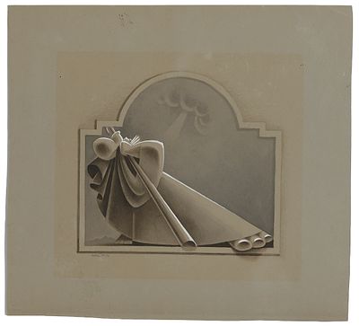 שלום סבא - 1975 - 1897. אברהם (לך לך)" (מסדרת ציורי התנ"ך), 1949-1952,
טמפרה על קרטון אפור, 30x33 