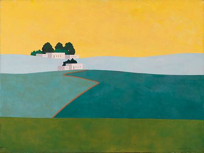 איצו רימר - נ. 1948. בר-גיורא, 2007, שמן על בד, 60x80 ס"מ, חתום, מתואר ומתוארך מאחור.