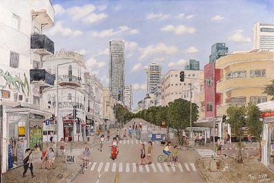 הלנה ליברמן - נ. 1971. רחוב אלנבי, שמן על בד, 80x120 ס"מ, חתום.