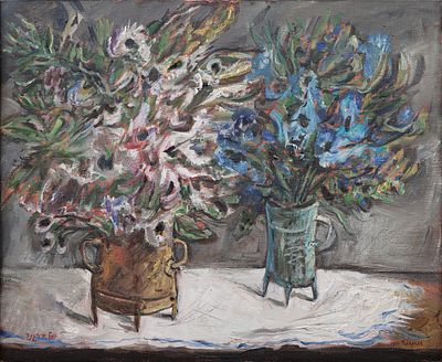 יוסל ברגנר - 2017 - 1920 . פטוניות, 
שמן על בד, 50X61 ס"מ, 
חתום. חתום ומתואר מאחור.