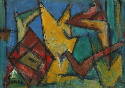מרסל ינקו - 1984 - 1895 . קומפוזיציה, 
שמן על בד, 35X50 ס"מ, 
חתום.