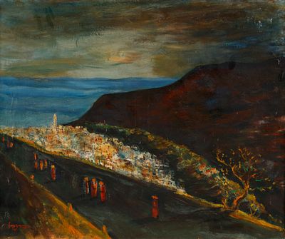 יצחק פרנקל פרנל - 1981 - 1899. נוף חיפה, שמן על בד, 60x73 ס"מ, חתום.