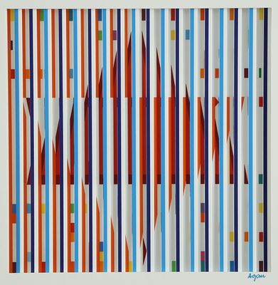 יעקב אגם - נ. 1928. מגן דוד, אגמוגרף עם תריס, 54x54 ס"מ, חתום וממוספר 76/99.