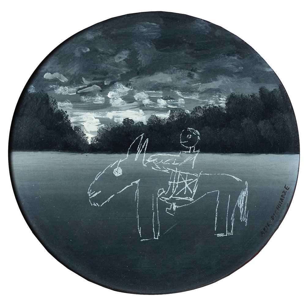 Meir Pichhadze
- 1955 - 2010. Boy on a Horse, 1995-7,
Oil on board, diameter: 19 cm.
Signed. 